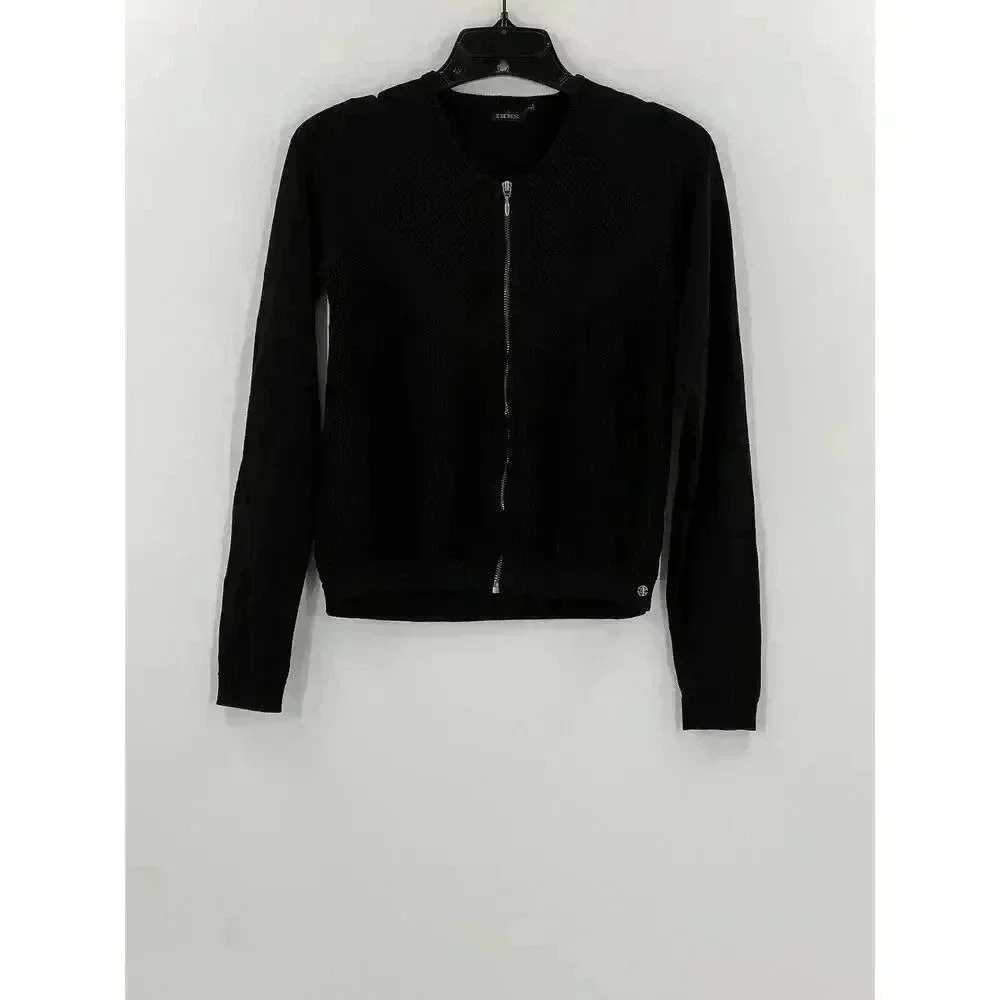 IKKS BLACK FULL ZIP CARDIGAN SWEATER EASY WEAR SIZE 12A (XSMALL) SEE MEASUREMENT